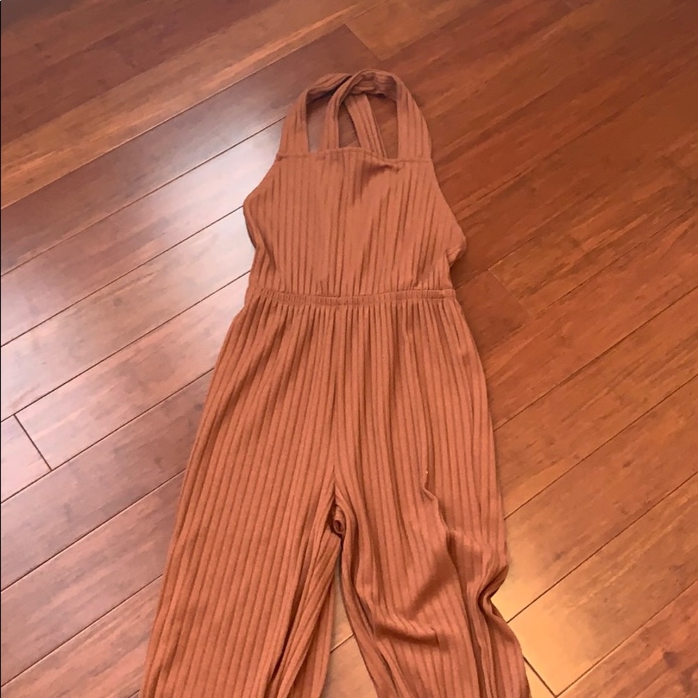 Ribbed rust jumpsuit
